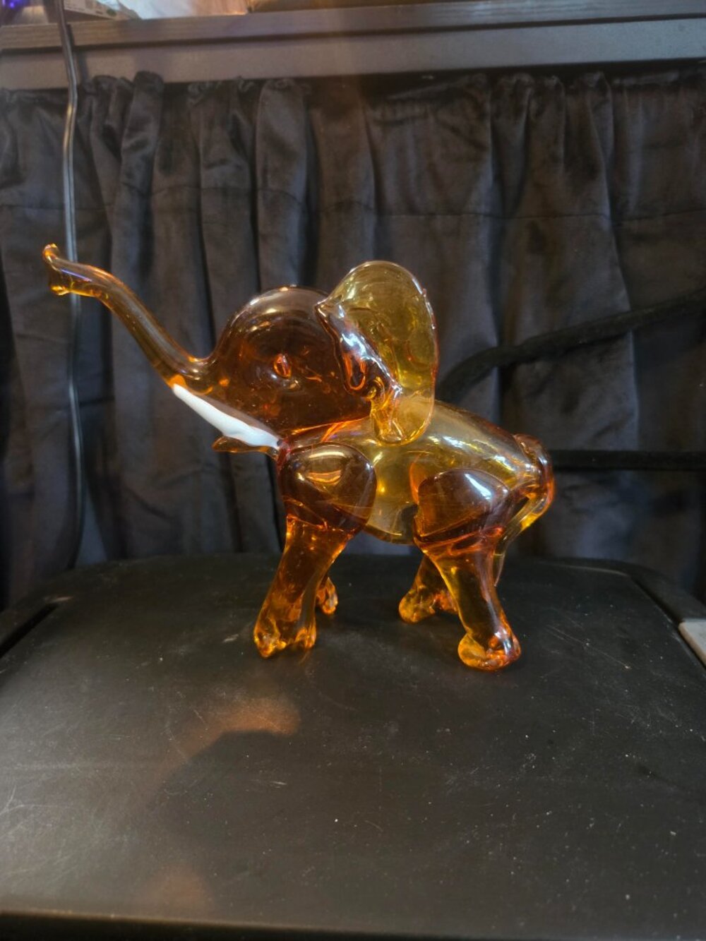 Vintage Murano Glass Elephant Amber Yellow Figurine GORGEOUS!
